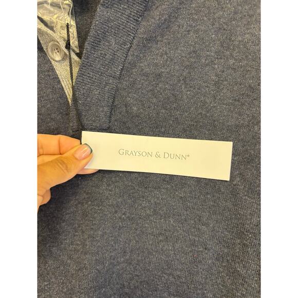 Grayson & Dunn Quarter Zip Pullover Sweater Blue Gray NWT Size Large - Picture 3 of 5
